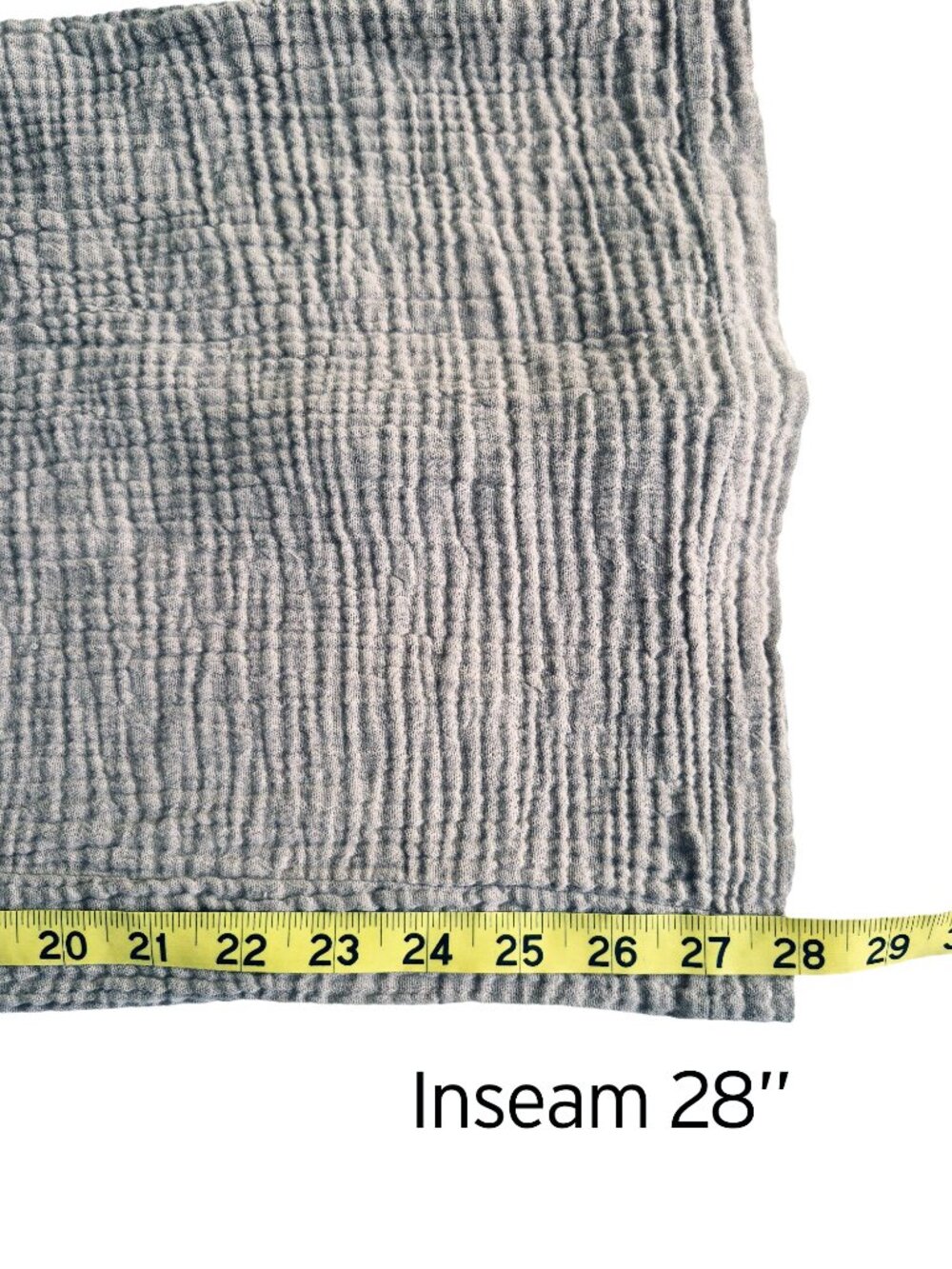 Cotton Gauze Beige Drawstring Waffle Texture Lightweight Wide Leg Ankle Length M - Picture 11 of 13